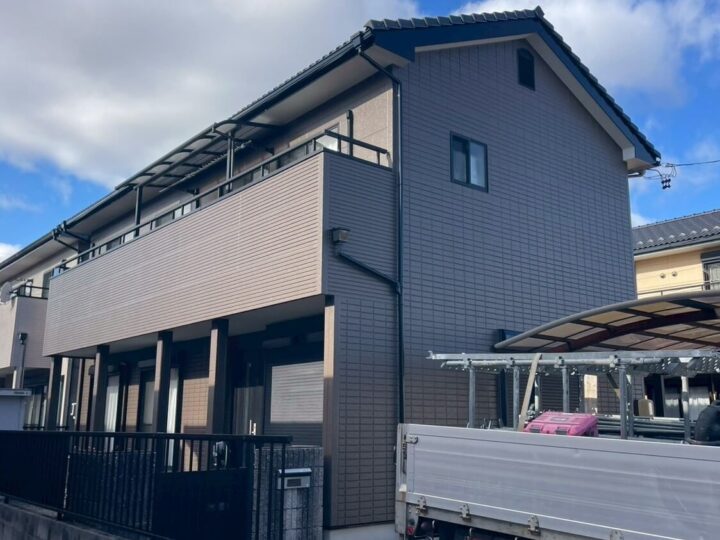 本巣郡の外壁塗装　温かみのあるブラウンカラーの家