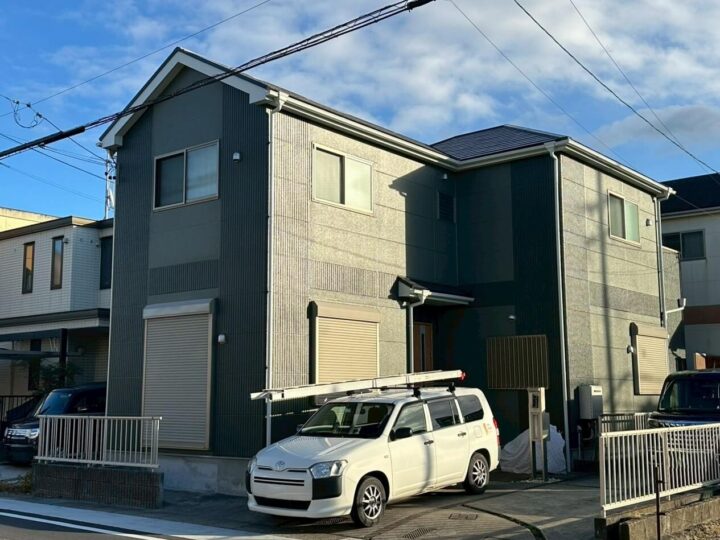 名古屋市の外壁塗装・屋根塗装　深みのあるグリーンで上質な佇まい