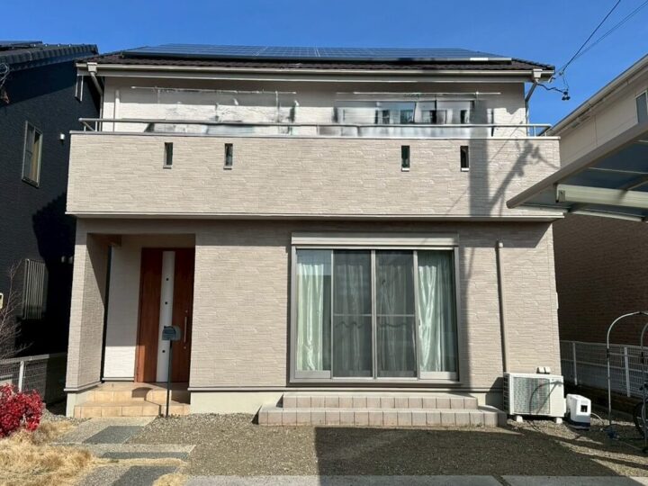 瑞穂市の外壁塗装　明るいベージュで爽やかに生まれ変わった外壁